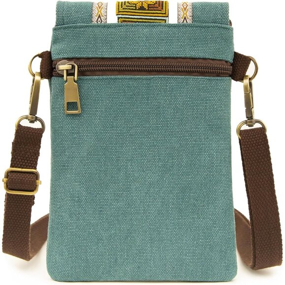 Women's Pine Green Vintage Embroidered Cute Mini Cross Body Bag Small Handbags - Picture 3 of 5